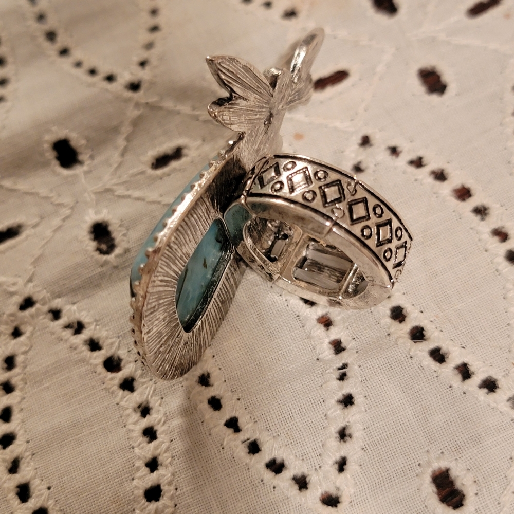 Dragonfly Faux Turquoise beaded stone Boho hippie South western ring NWT - Picture 14 of 15